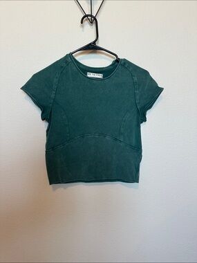 We The Free Dark Green Cropped Tee